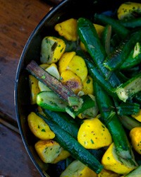 Sautéed baby squash with scallions