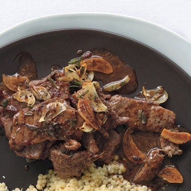 Sautéed beef with white wine and rosemary