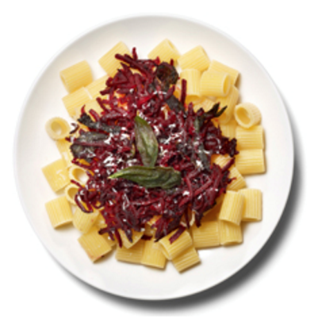 Sautéed beets with pasta and brown butter