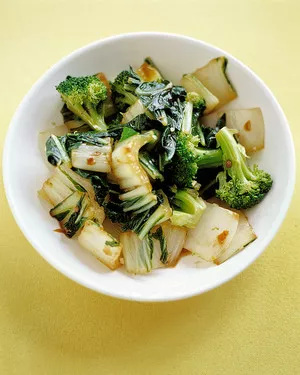 Sauteed bok choy and broccoli