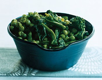 Sautéed broccoli rabe and peas