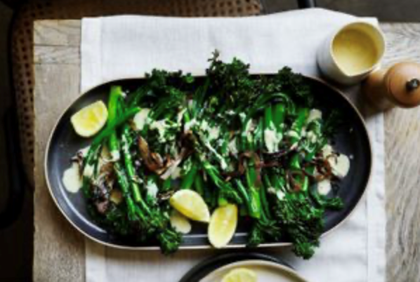Sauteed broccolini with tahini dressing
