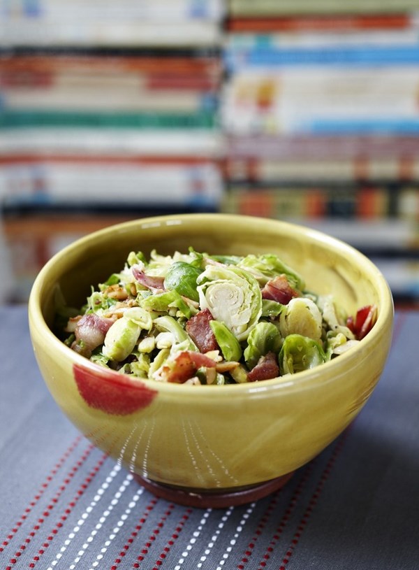 Sautéed Brussels sprouts with bacon and almonds