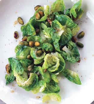 Sautéed Brussels sprouts with lemon and pistachios