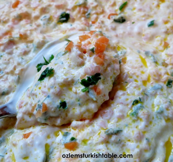 Sautéed carrots and parsley with garlic yoghurt (Sarimsak yogurtlu havuç)