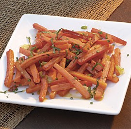 Sautéed carrots with ginger, orange, and scallions