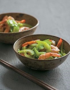 Sautéed celery and shrimp