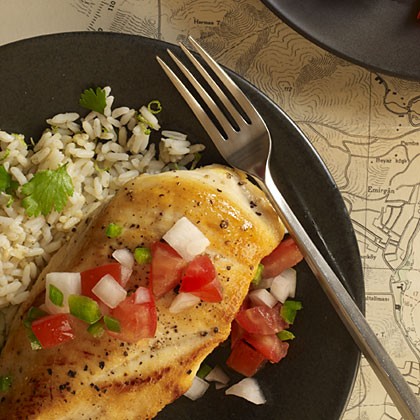 Sautéed chicken breasts with pico de gallo