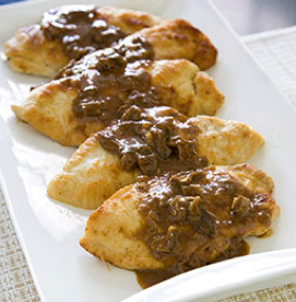 Sautéed chicken cutlets with porcini sauce