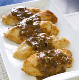 Sautéed chicken cutlets with porcini sauce