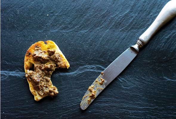 Sauteed chicken liver on toast
