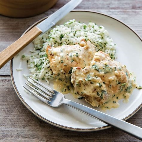 Sautéed chicken with mustard-tarragon cream sauce