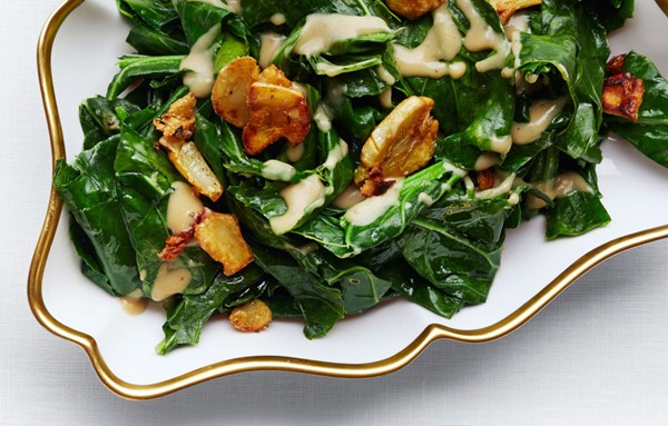 Sautéed collard greens with caramelized miso butter