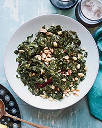Sautéed collard greens with roasted peanuts