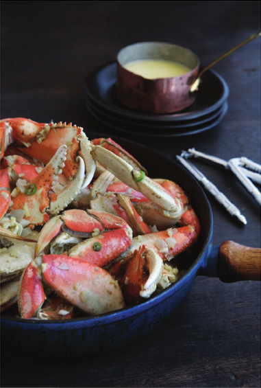 Sautéed crab legs with chili-ginger butter