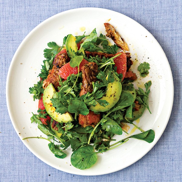 Sautéed crab with avocado, grapefruit, and herb salad