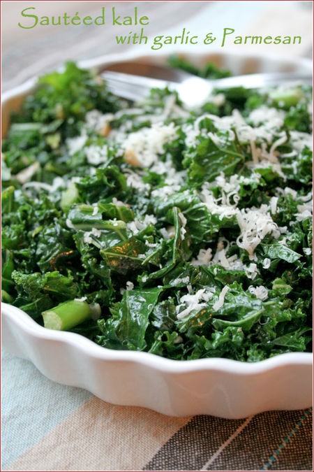 Sauteed curly kale with Parmesan and garlic