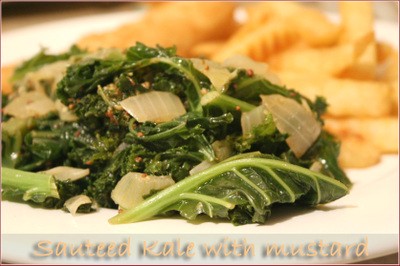 Sauteed curly kale with wholegrain mustard