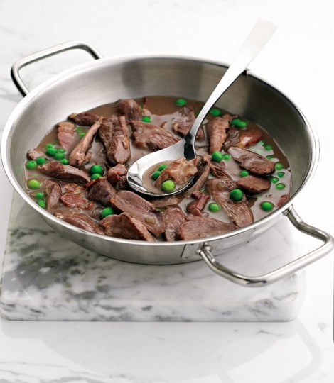 Sautéed duck with peas