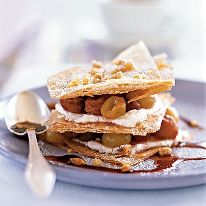 Sautéed grape Napoleons with Port reduction