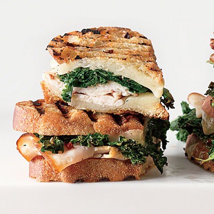 Sautéed greens, smoked turkey, and provolone panini 