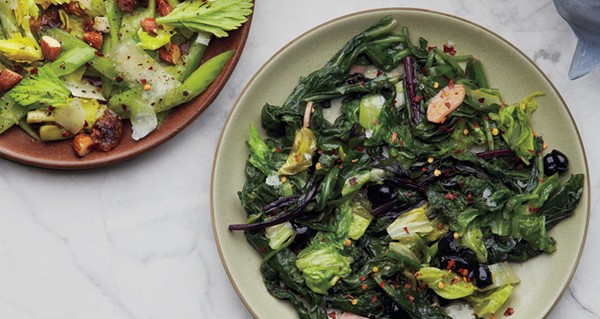 Sautéed greens with olives