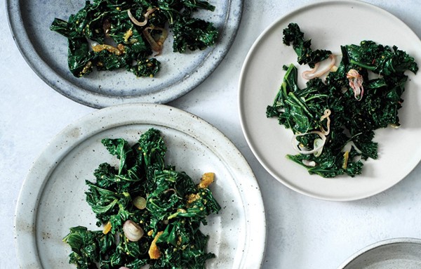 Sautéed kale with lime pickle