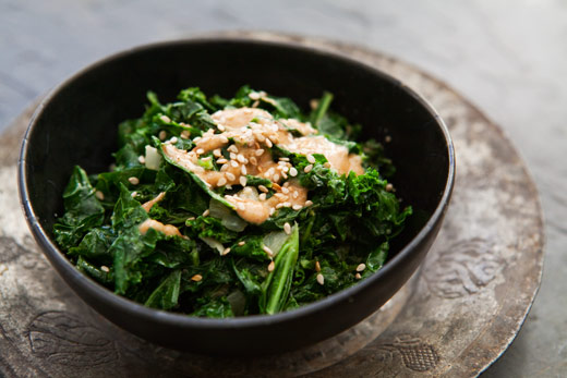 Sautéed kale with tahini sauce