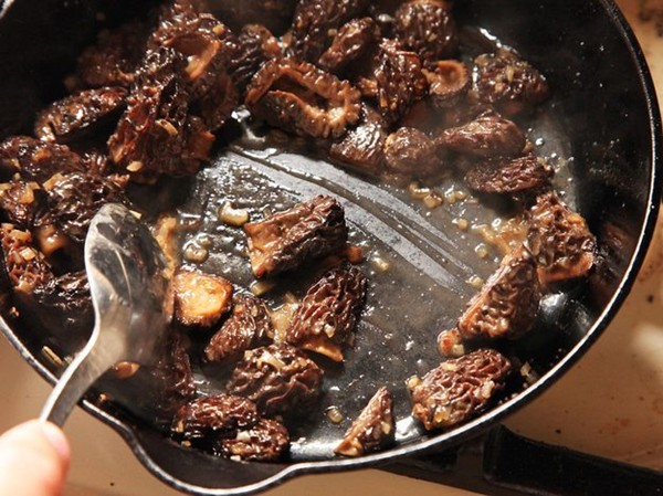 Sautéed morel mushrooms
