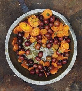 Sautéed olives and carrots with preserved lemon and thyme