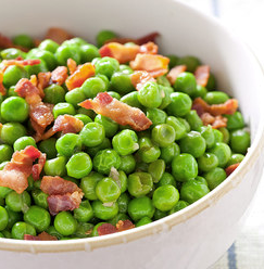 Sautéed peas with bacon