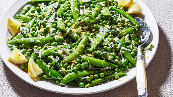 Sauteed peas with basil and pecorino