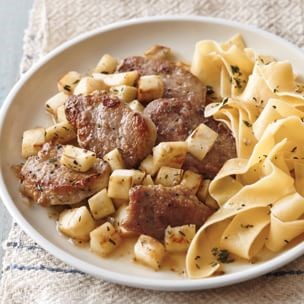 Sautéed pork with parsnips