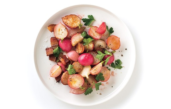Sautéed radishes with bacon