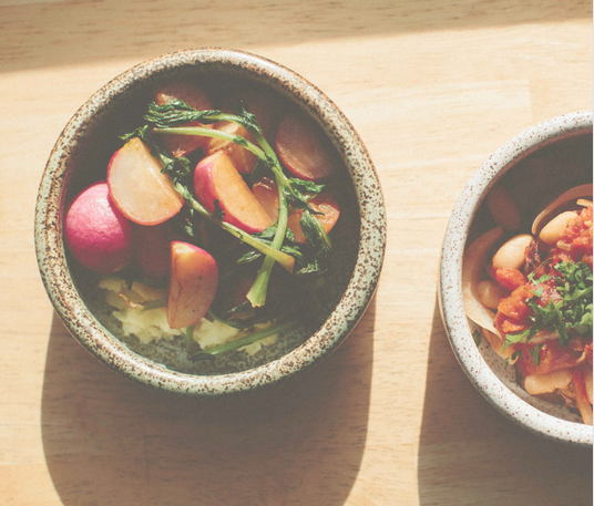 Sautéed radishes with mashed parsnip