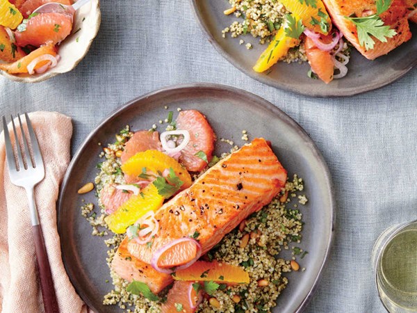 Sautéed salmon with citrus salsa