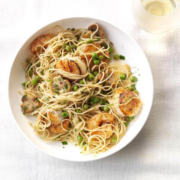 Sauteed scallops & shrimp pasta