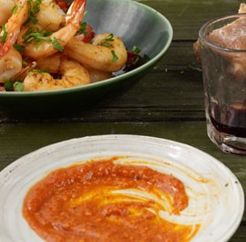 Sautéed shrimp and hazelnut romesco [Vitaly Paley]