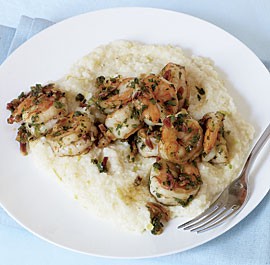 Sautéed shrimp and pancetta with cheese grits