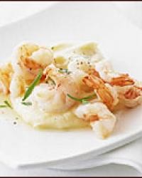 Sautéed shrimp and tarragon with parsnip puree