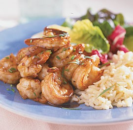 Sauteed shrimp with buttery balsamic vinegar sauce