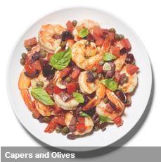 Sautéed shrimp with capers and olives