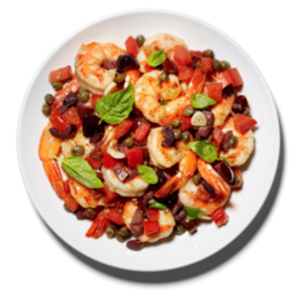 Sautéed shrimp with capers and olives
