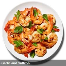 Sautéed shrimp with garlic and saffron