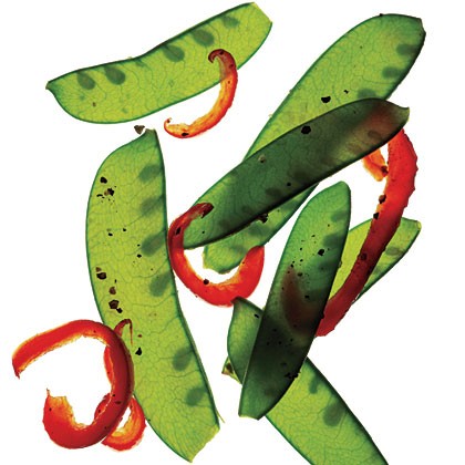 Sautéed snow peas and peppers