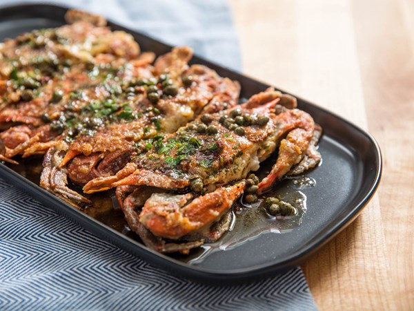 Sautéed soft-shell crabs with lemon-butter pan sauce 