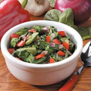 Sauteed spinach and peppers