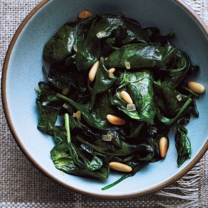Sautéed spinach and pine nuts