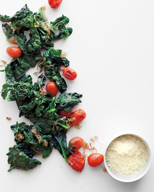 Sautéed spinach and tomatoes