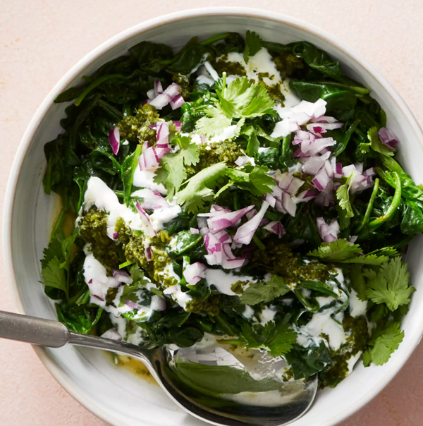 Sautéed spinach with coriander chutney